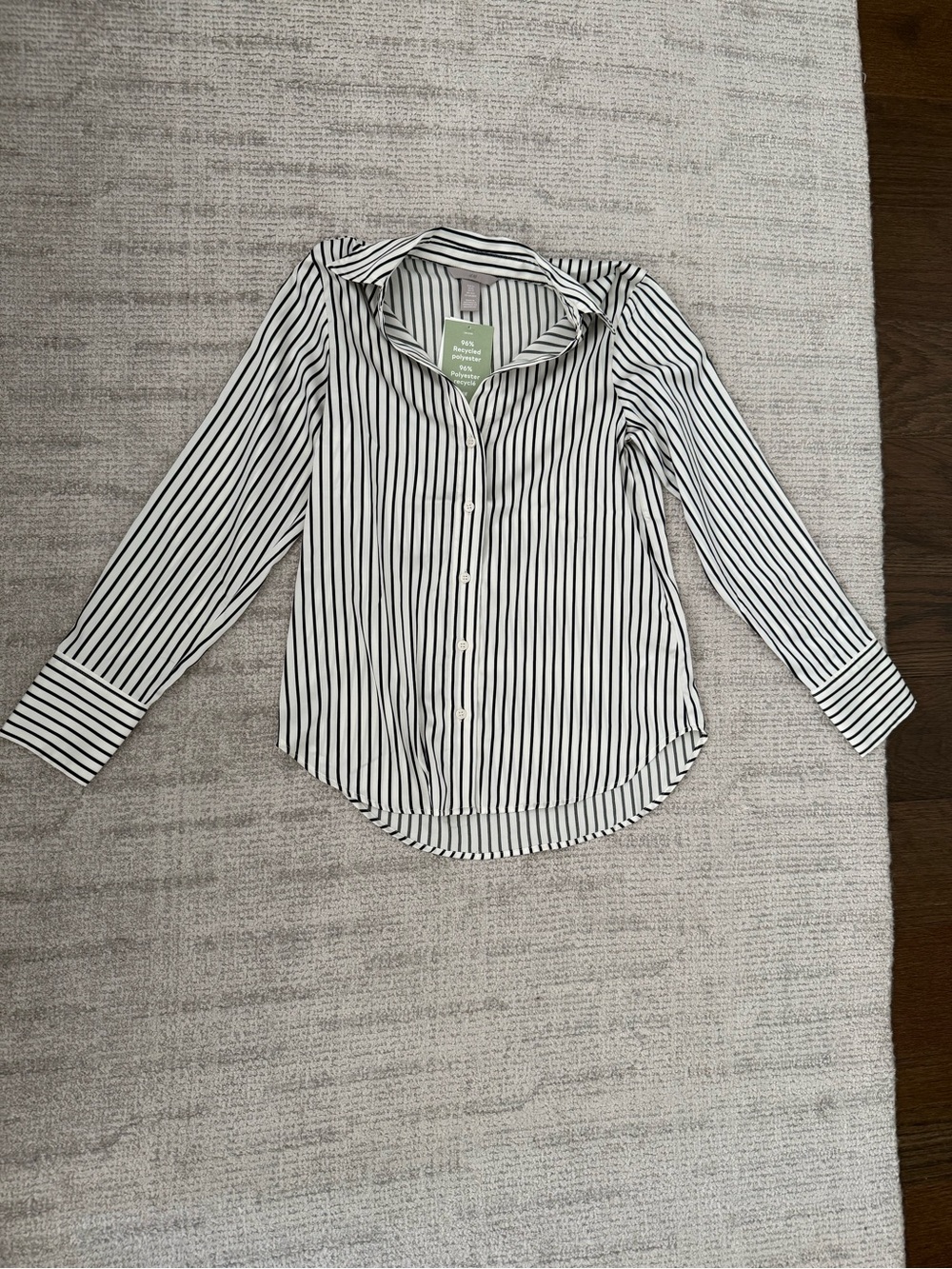 H&M Black & White Striped Button-Down blouse